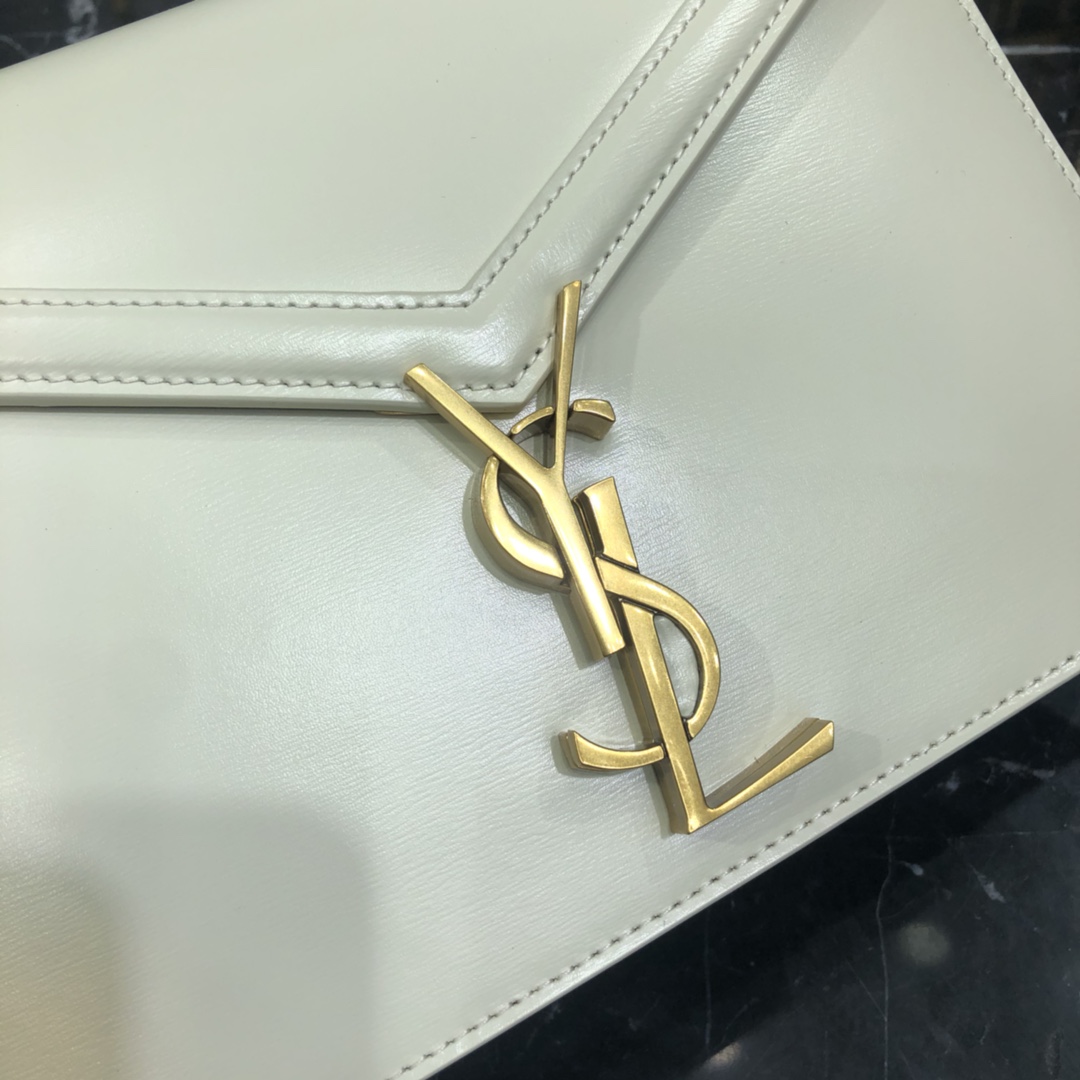 Saint Laurent Cassandera Medium Calfskin Shoulder Bag White 532750